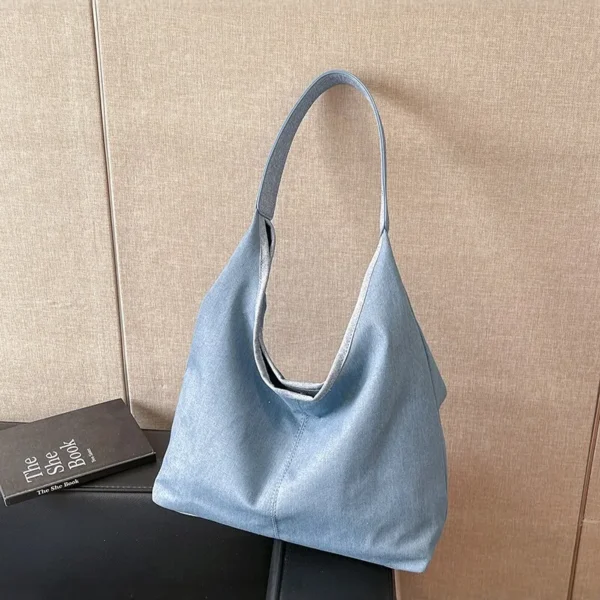 High-quality denim shoulder tote bag for women versatile simple and stylish underarm bag