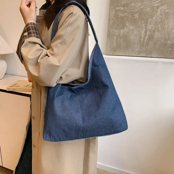 High-quality denim shoulder tote bag for women versatile simple and stylish underarm bag