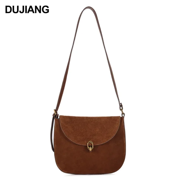 Luxury Rodeo Women’s Genuine Leather Brown Suede Totes Gold Buckle Shoulder Handbags Fashionable Messenger Bags