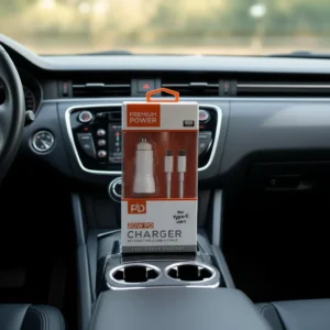 Premium Power 20W PD 2-in-1 Car Charger with USB-C Cable for Type C Devices Fast Charging 12-24V