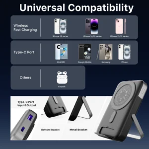 New Arrival 10000mAh Waterproof Portable Power Bank PPS Magnetic Wireless Charging 22.5W Fast Charging External Power Station