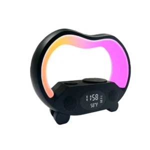 G-Shape Mobile Phone Charger 3-in-1 Wireless Bedside Night Light Digital Alarm Clock Party-Use Home Rgb Lamp Wireless Speaker