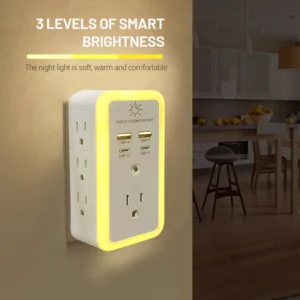 USB Wall Charger Surge Protector 7 Outlet Extender With 4 USB Charging Ports 1800J Power Strip Multi Plug Outlets Wall Adapter