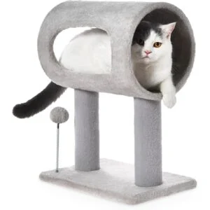 Gray Indoor Cat Tree with Hanging Ball 20.5Cat Tree with Tun