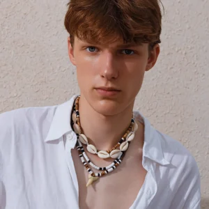 Men’s Shell and Shark Tooth Multi-Layer Necklace