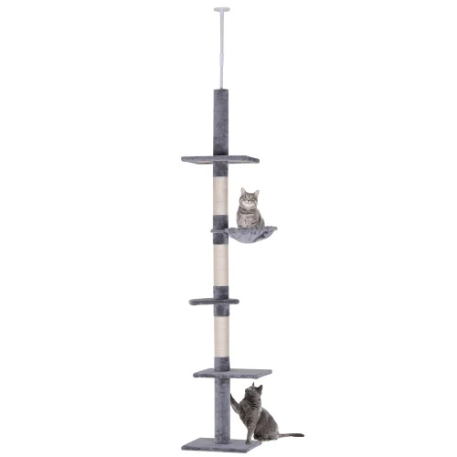 9 Foot Adjustable Height Floor to Ceiling Vertical Cat Tree