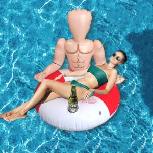 Inflatable Muscle Man Swimming Ring with Backrest