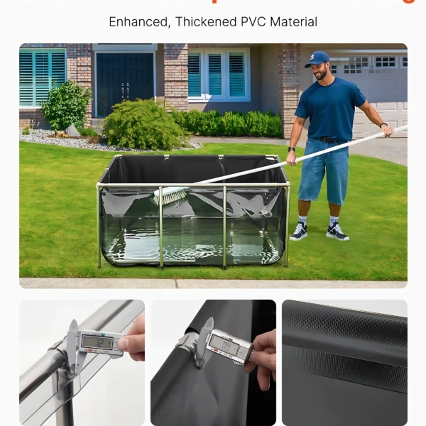 Canvas Fish Pond Above Ground Koi Tank 270 Gal With Clear Viewing Panel