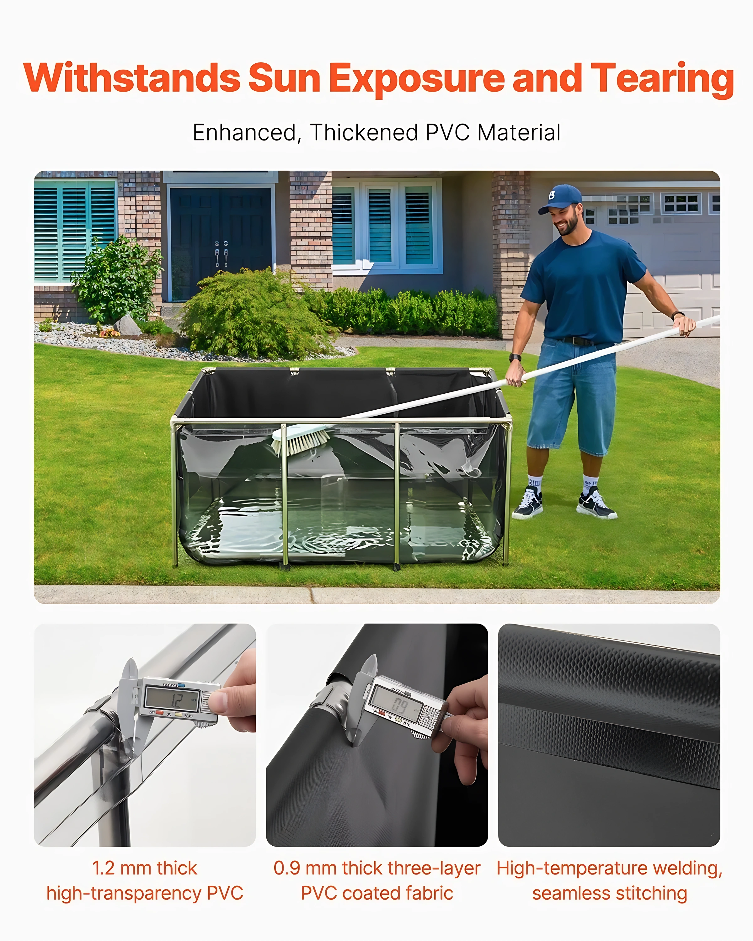 Canvas Fish Pond Above Ground Koi Tank Gal with Clear Viewin