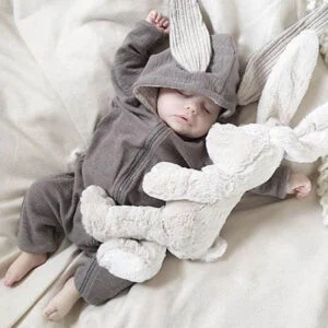 Cotton Baby Bunny-Ear Hooded Romper
