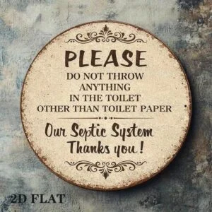 Vintage Round Sign Please Only Throw Toilet Paper Plaque