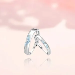 Butterfly Dream Twin Luminous Adjustable Couple Rings