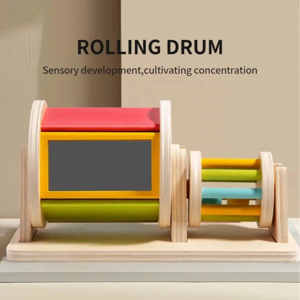 Kidsren’s Montessori Early Education Textile Drum Color Cognitive Sensory Teaching Aids Rolling Drum Educational Toys