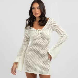 Solid-color knitted swimming dress top