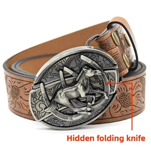 Men’s Embossed Pattern Leather Belt