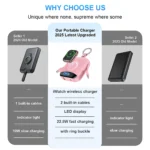Wireless Watch Power Bank with Fast Charging Cable