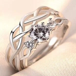 Adjustable Crown Zirconia Couple Ring Men