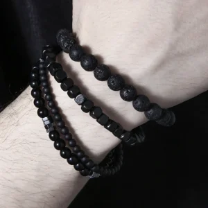 Punk Style Men’s Natural Stone Bracelet Set