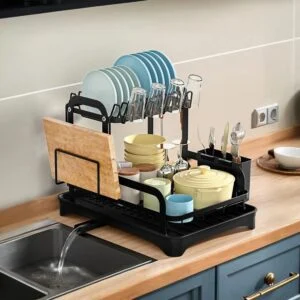 2-tier Dish Drying Rack Kitchen Counter Space Holder