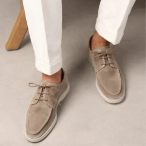 Men's Suede Lace-Up Casual Loafers
