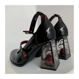 Round Toe Buckle Mary Jane Shoes with Thick Heel