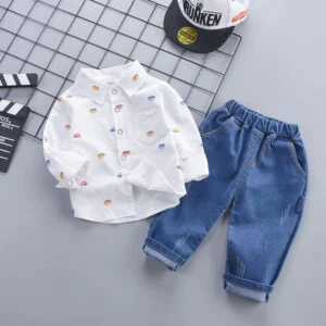 Boys Cotton Spring and Autumn Two-Piece Set
