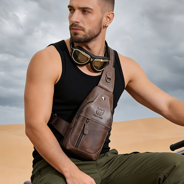 Retro Men’s Genuine Leather Crossbody Chest Bag