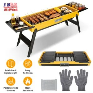 Portable Folding Charcoal Grill Stainless Steel Camping BBQ