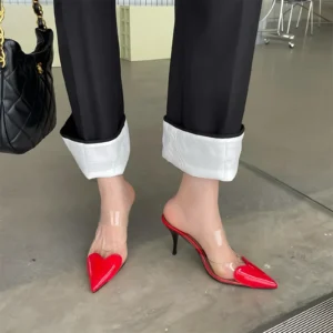 Heart Shaped Transparent High Heel Shoes