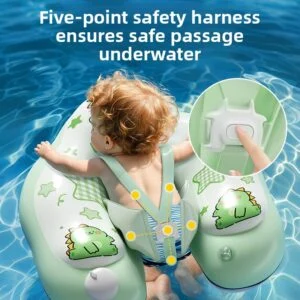 Inflatable Baby Swimming Ring with Canopy Sunshade Anti-Roll