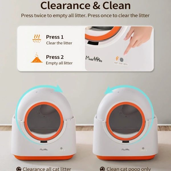 60L Automatic Cat Litter Box, Smart App Control, Deodorizing, Infrared Sensor, Suitable For Multiple Cats