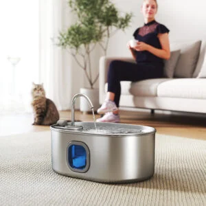 oz./7L Stainless Steel Cat Water Fountain with Filters