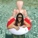 Inflatable Muscle Man Swimming Ring with Backrest