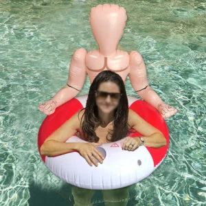 Inflatable Muscle Man Swimming Ring with Backrest