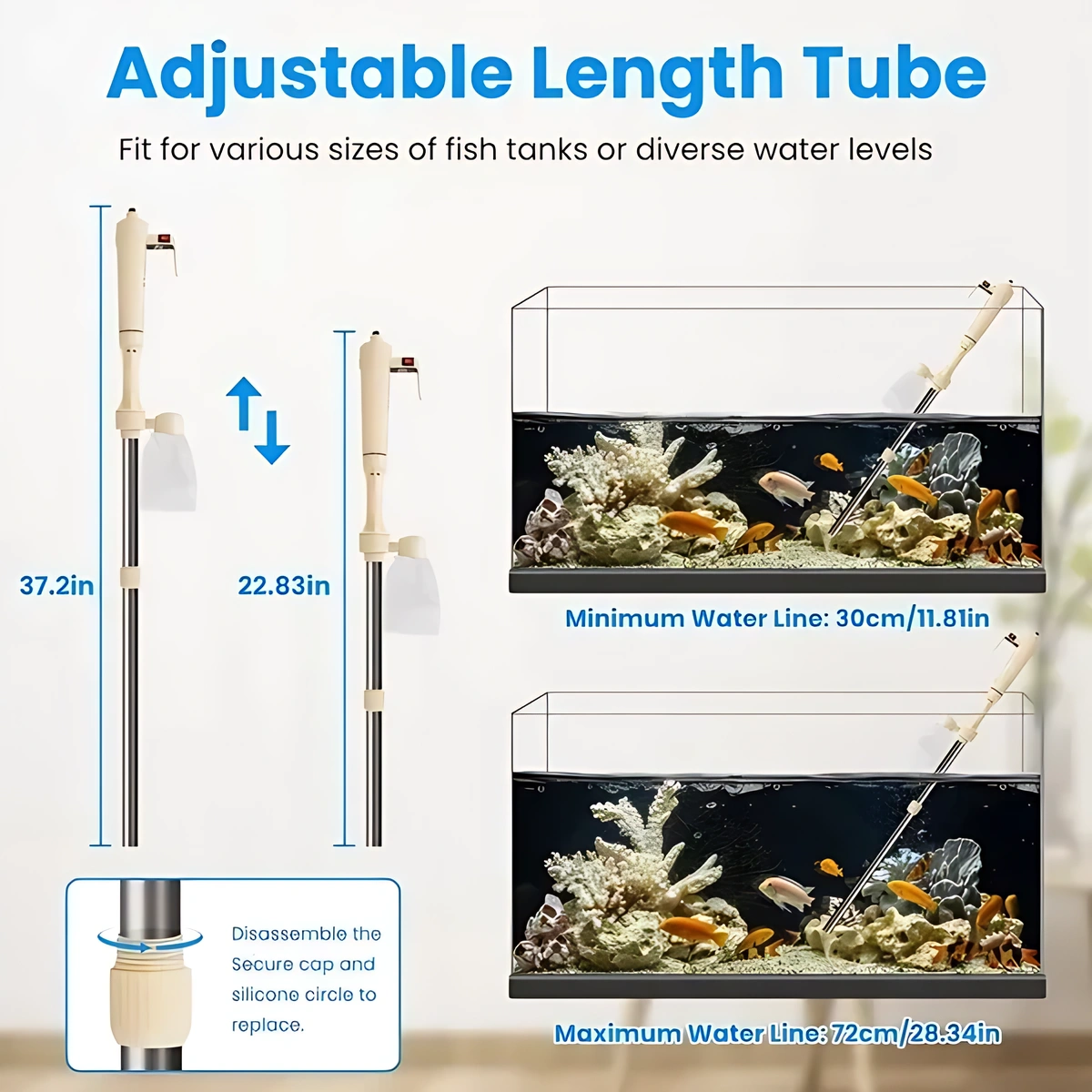 Multifunctional Electric Aquarium Gravel Cleaner Kit Length
