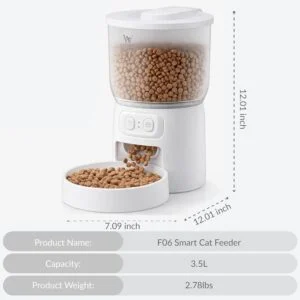 Waithem Wi-Fi Automatic Cat Feeder, Timed Dry Food Dispenser, App-Programmable Portion Control, Up To 10 Meals Per Day, Dual Power Supply, Suitable For Cats And Small Dogs