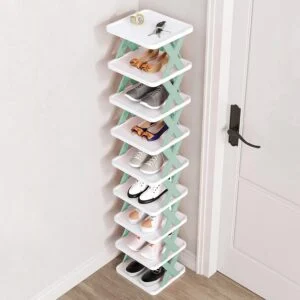9Tier Narrow Entryway Shoe Rack for Entrydoor Plastic Vertic