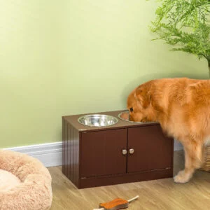 Elevated Dog Bowls Storage Cabinet Stand