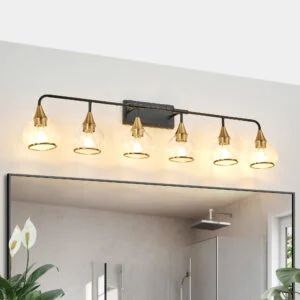 48 Modern 6-light Vanity Wall Sconce Black Gold Light