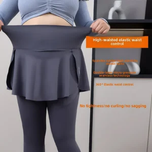 Womens Plus Size Faux Two Piece Yoga Pants with Pockets
