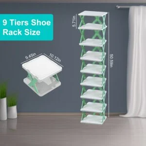 1Pc 9Tier Narrow Entryway Shoe Rack For Entrydoor Plastic Vertical Shoe Organizer Space Saving Free Standing Shoes Storage Shelf Closet Hallway