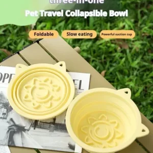 3-in-1 Pet Travel Collapsible Bowl Foldable Slow-Feeder with