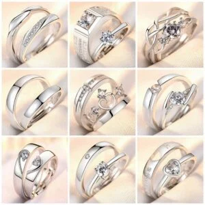 Adjustable Crown Zirconia Couple Rings for Men and Women