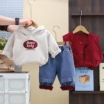 Boys Hooded Vest, Top and Trousers 3-Piece Set