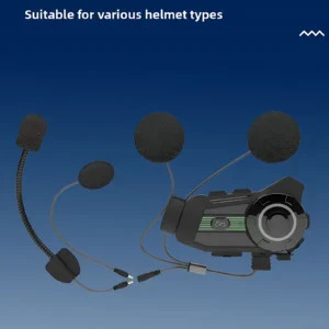 Wireless Motorcycle Helmet Bluetooth Headset with 2K Camera and Intercom