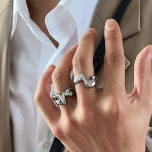 Adjustable Liquid Lava Couple Rings