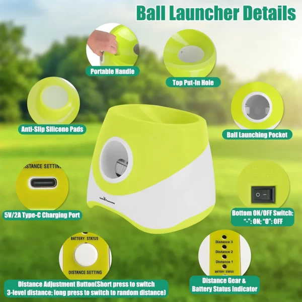 Automatic Dog Ball Launcher Rechargeable Interactive Pet Bal