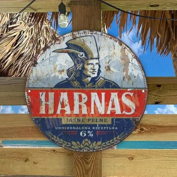 HARNAS Retro Round Aluminum Plaque Vintage Wall Art