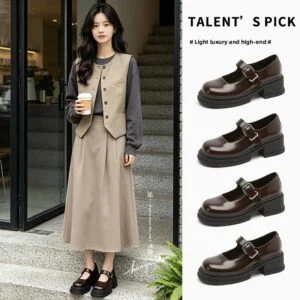 Women's Vintage PU Leather Mary Jane Loafers