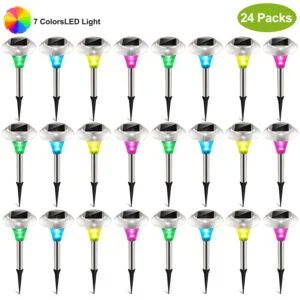 24Pcs 12Pcs 8Pcs 4Pcs Solar Garden Lights Waterproof 7 Color
